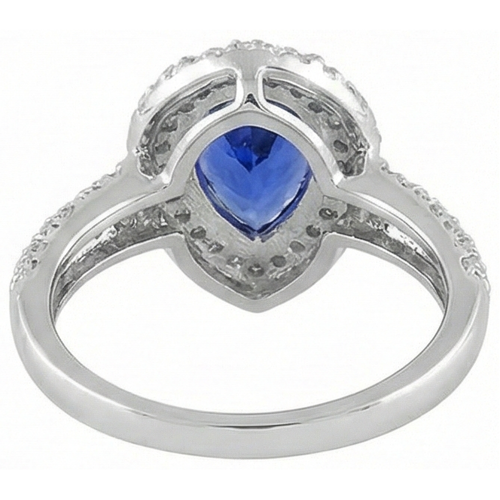 vero round tanzanite 4.40carati anello con accenti diamanti