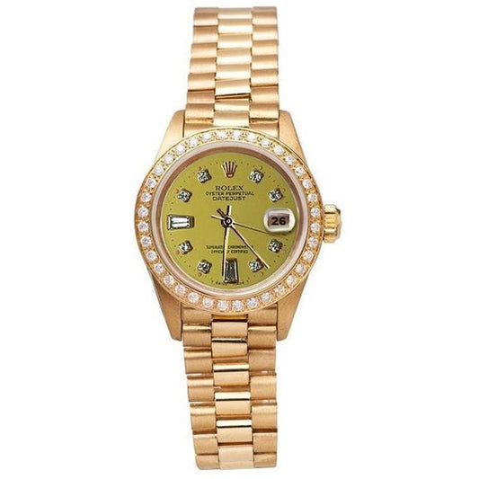 Presidente Champagne quadrante orologio Rolex Datejust in oro giallo