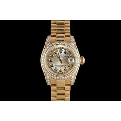 Presidente Rolex Datejust Orologio quadrante con lunetta in oro giallo e diamanti