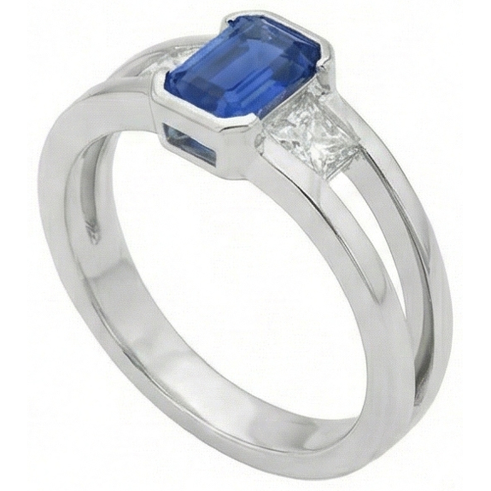 vero princess zaffiro 1.25carati anello vista frontale