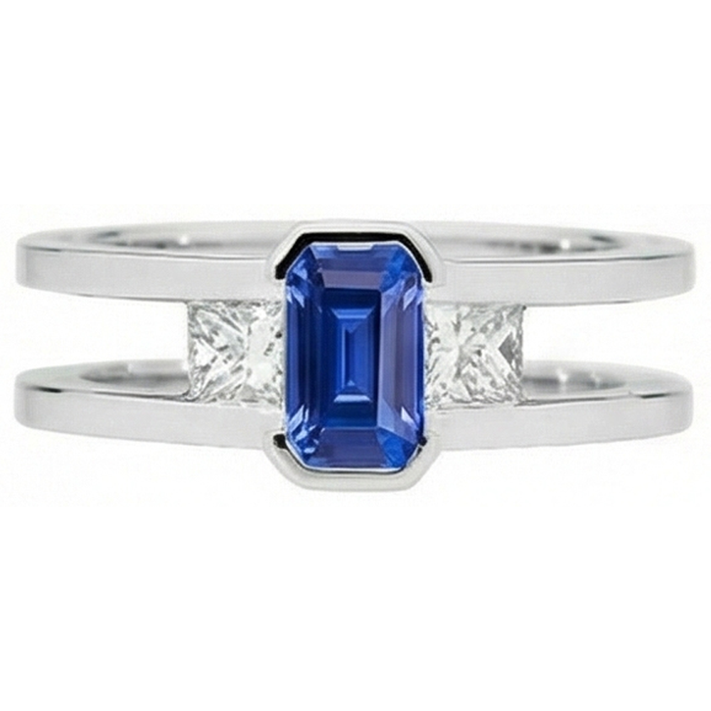 vero princess zaffiro 1.25carati anello angolo laterale