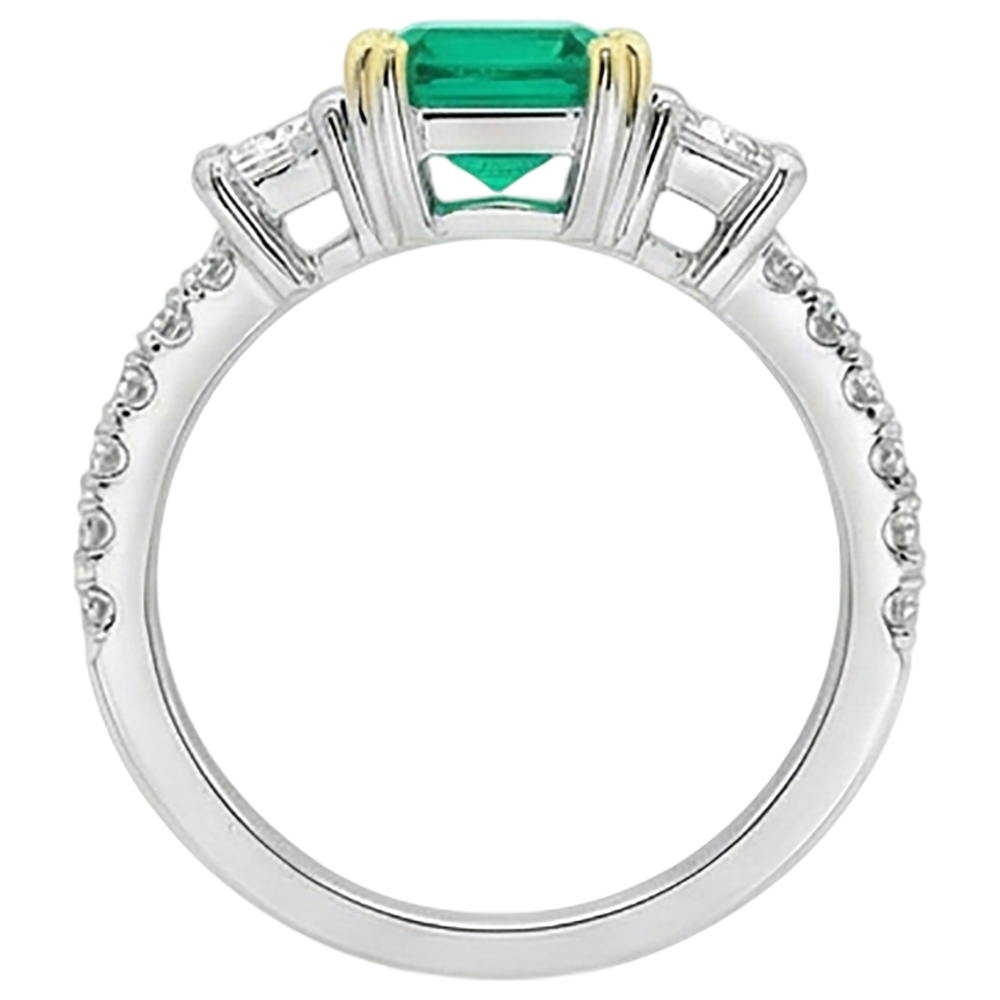 Smeraldo Fine Anello con Gemma 2 carati Oro Due Toni 14K – vista profilo