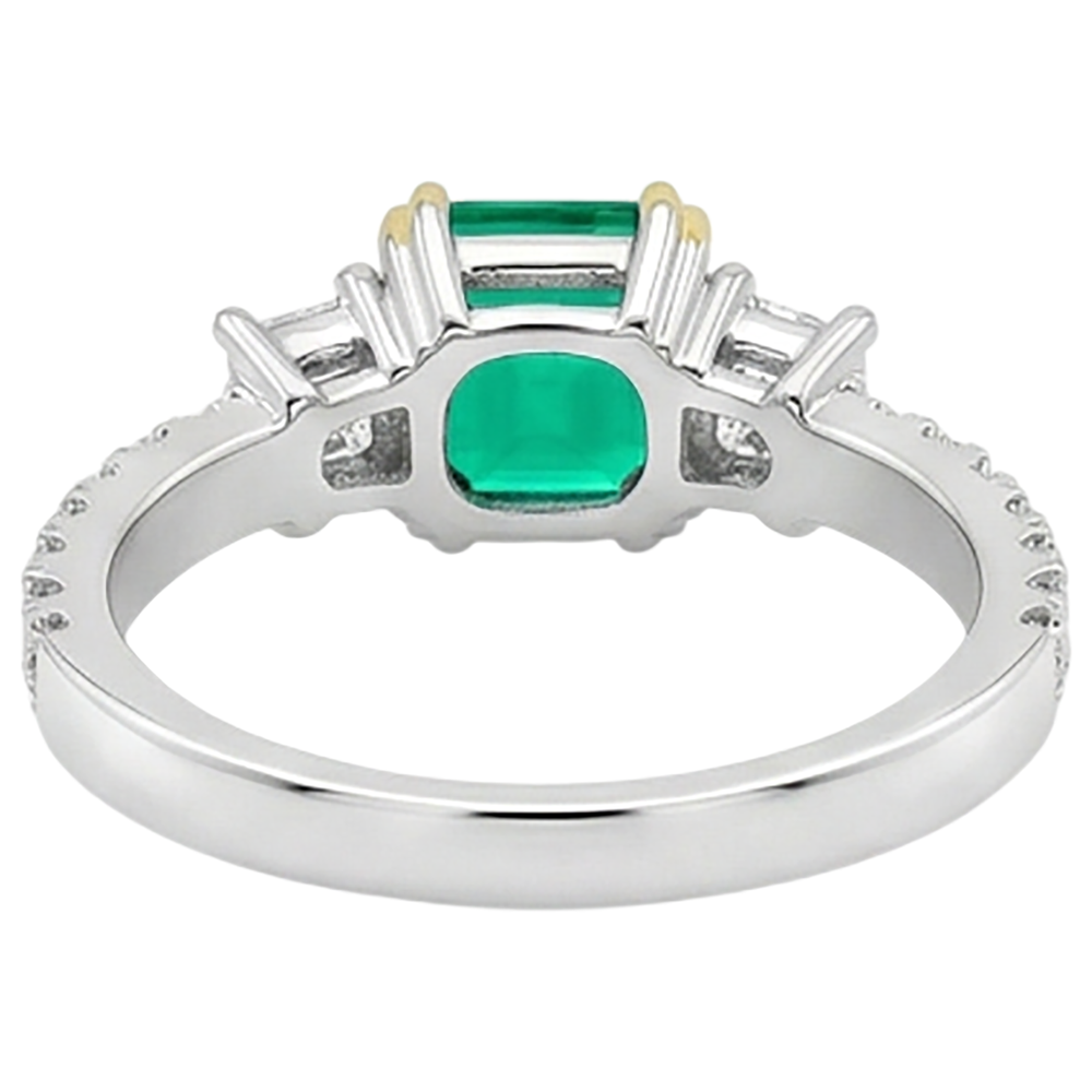 Smeraldo Fine Anello con Gemma 2-carati Oro Due Toni 14K – vista posteriore