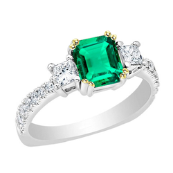 Smeraldo Fine Certificato GIA Anello con Gemma 2 carati in Oro