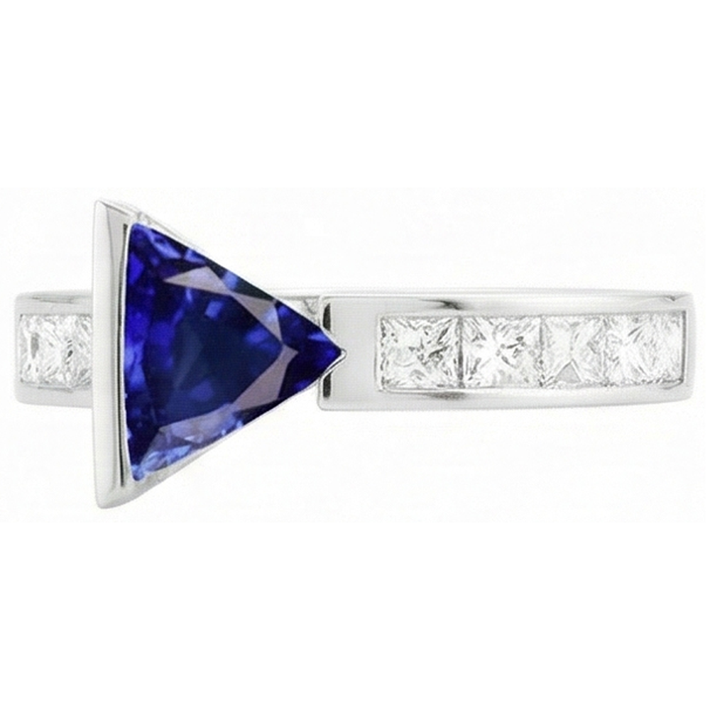 vero princess zaffiro 1.25carati anello angolo laterale