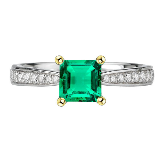 Smeraldo Anello con Pietra Preziosa 3 carati Oro Bicolore 14K – vista principale