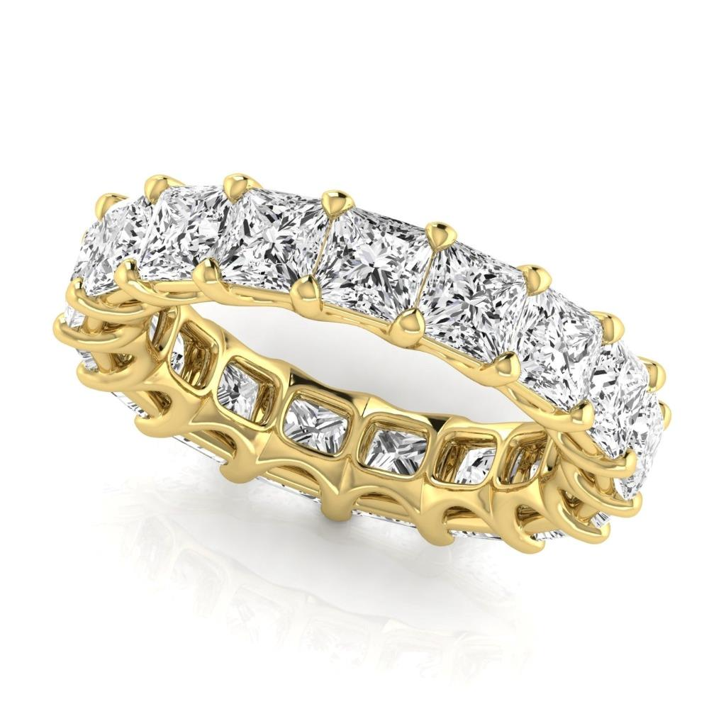 Taglio Princess Diamante Fine anello in Oro Giallo 14K – vista laterale