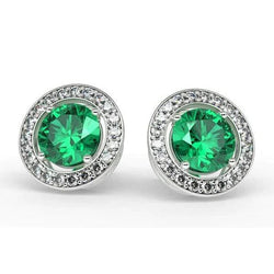 Prong Set 6.50 carati Verde smeraldo con orecchini di diamanti