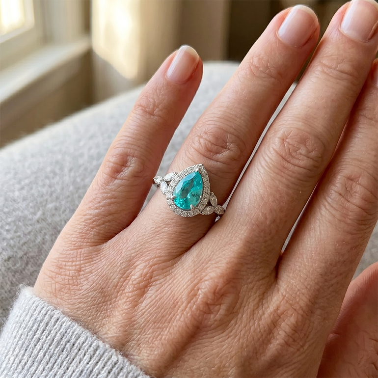Purezza VVS Anello con Pietra Preziosa – Tormalina Paraiba 2,25