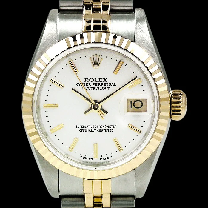 Quadrante bianco con quadrante Datejust Rolex Orologio da donna acciaio inossidabile e Rolex in oro