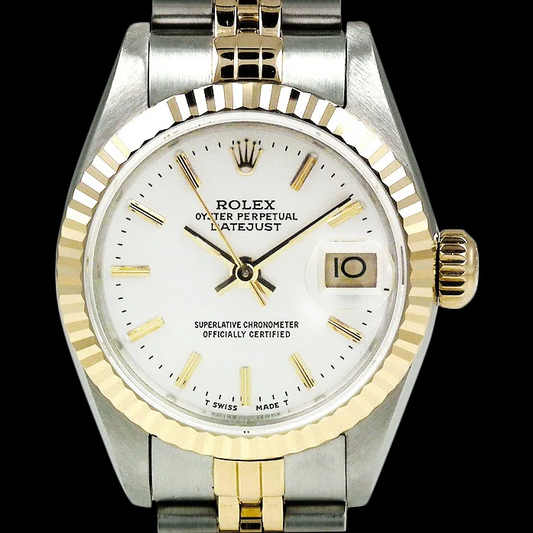 Quadrante bianco con quadrante Datejust Rolex Orologio da donna acciaio inossidabile e Rolex in oro