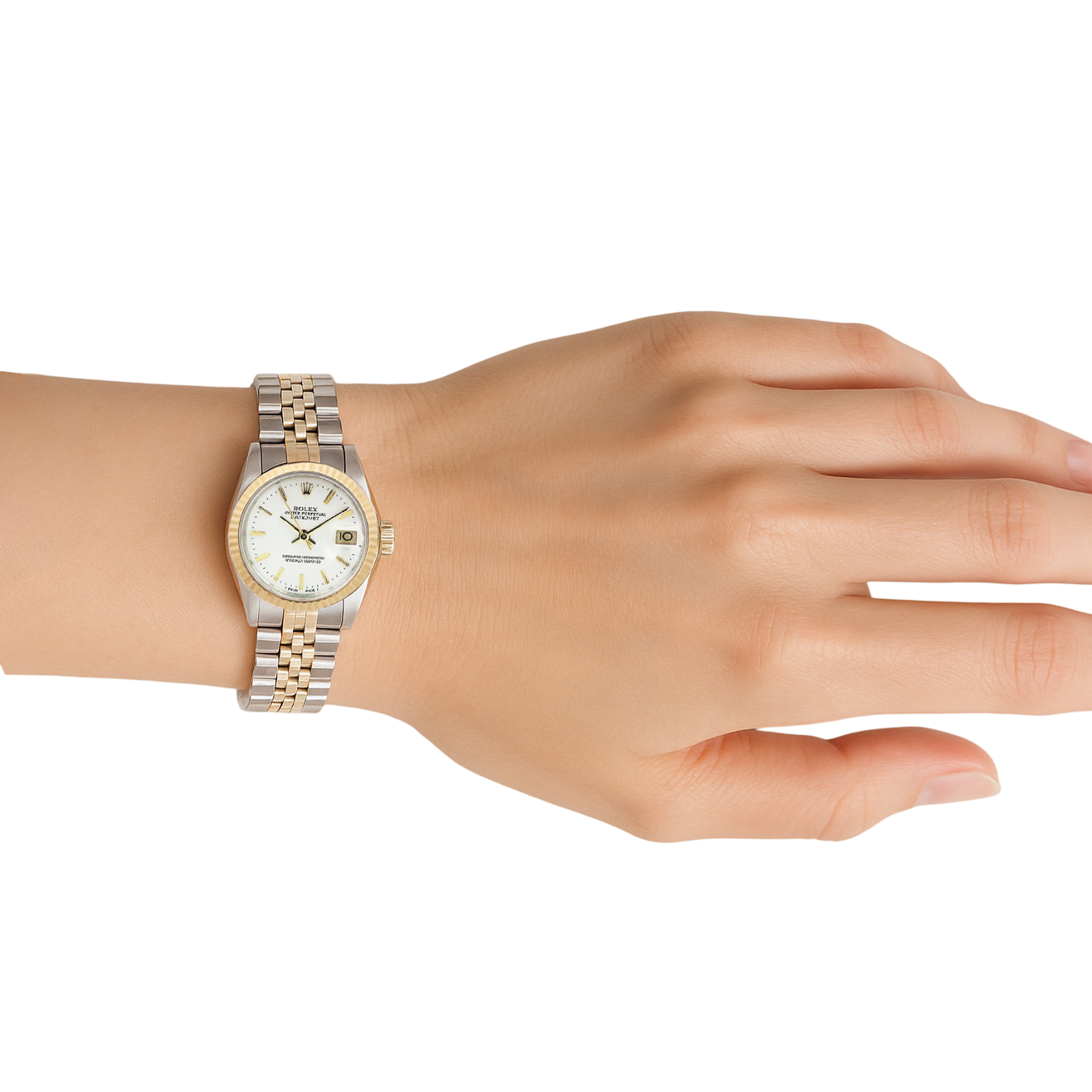 Quadrante bianco con quadrante Datejust Rolex Orologio da donna acciaio inossidabile e Rolex in oro