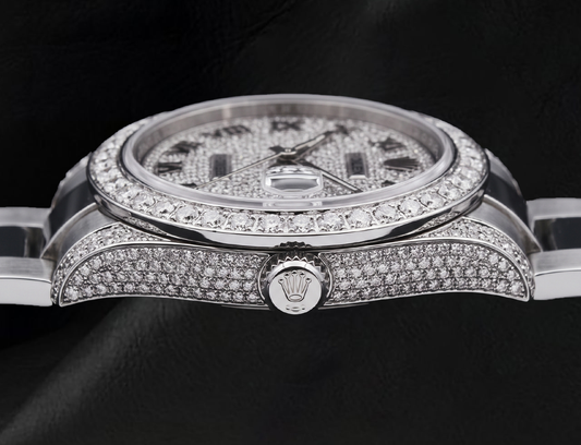 Quadrante con diamanti personalizzati e lunetta Orologio Rolex Datejust Bracciale da donna acciaio inossidabile