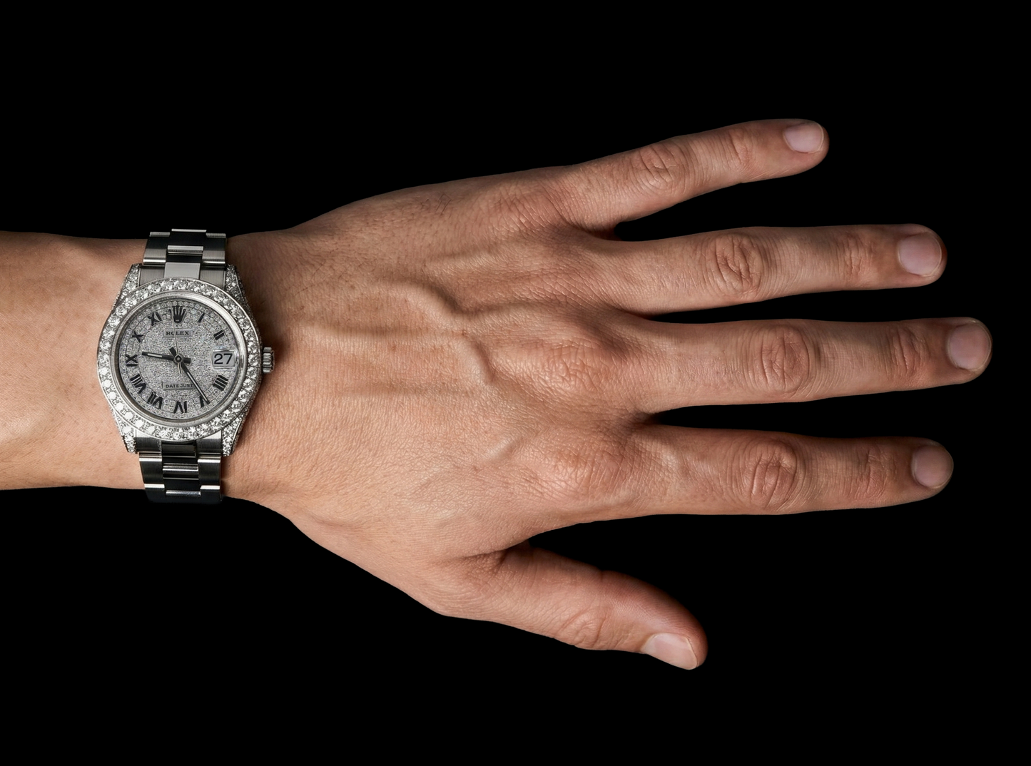 Quadrante con diamanti personalizzati e lunetta Orologio Rolex Datejust Bracciale da donna acciaio inossidabile