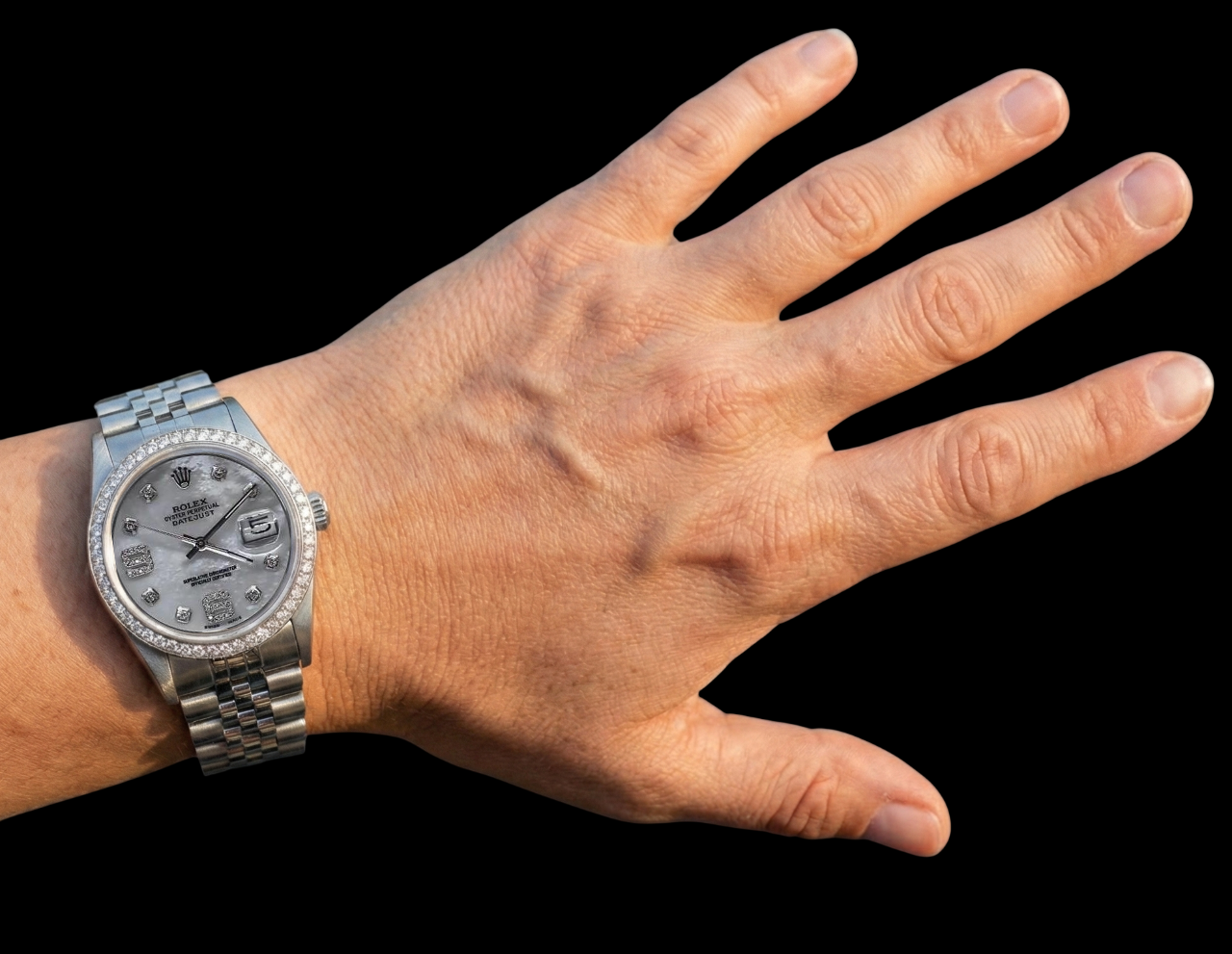 Quadrante personalizzato con lunetta in diamanti Rolex Datejust Orologio da uomo Bracciale in acciaio inossidabile IMPOSTAZIONE RAPIDA