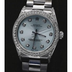 Quadrante Blu Con Diamanti Personalizzati Cinturino Per Orologio Rolex 