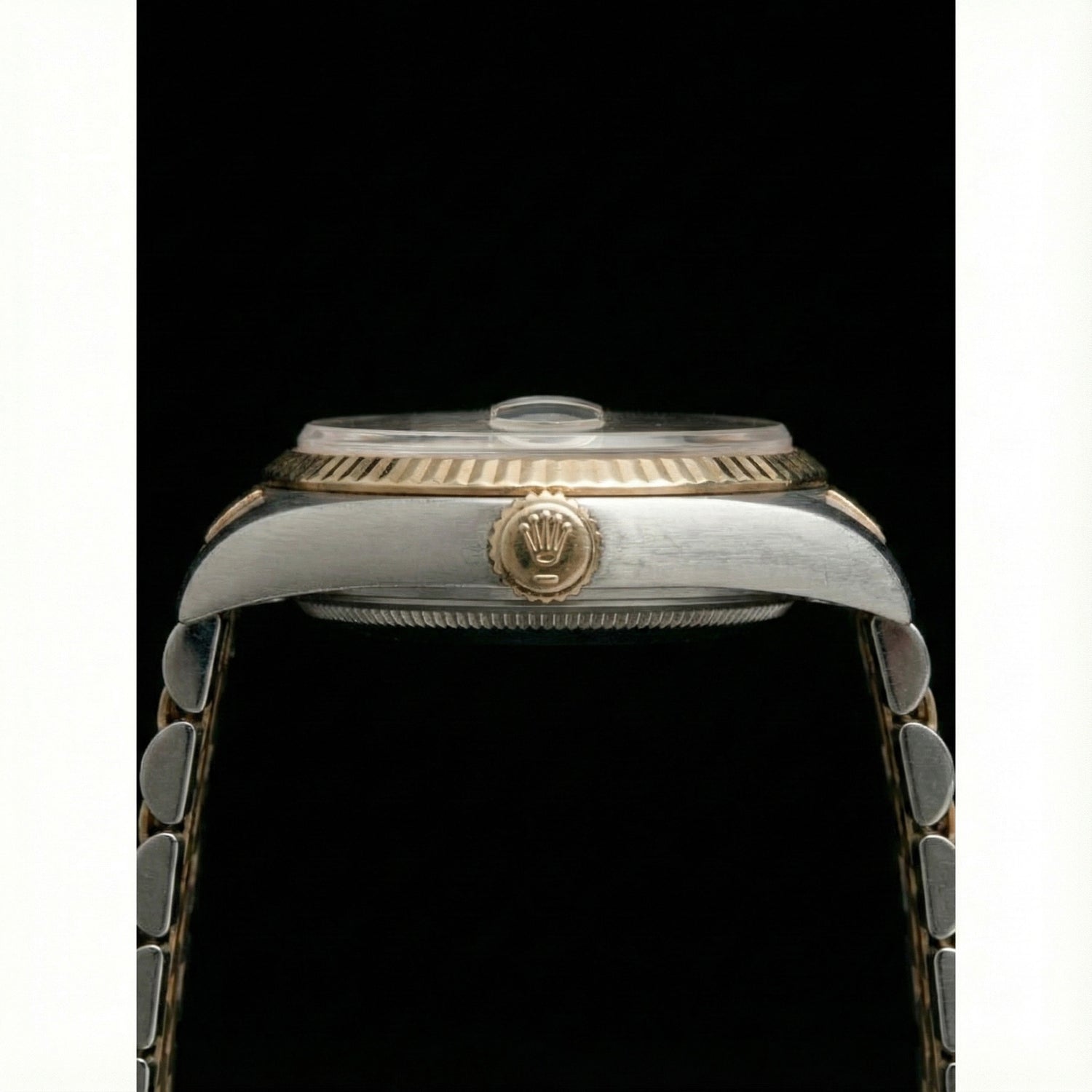 Quadrante arabo champagne acciaio inossidabile e giubileo signora Rolex Datejust in oro giallo