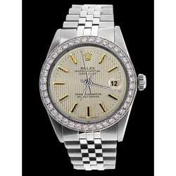 Quadrante bianco a bastoncino Orologio da uomo Rolex Bracciale in acciaio inossidabile Lunetta con diamanti IMPOSTAZIONE RAPIDA