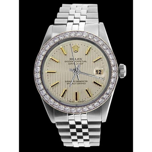 Quadrante bianco a bastoncino Orologio da uomo Rolex Bracciale in acciaio inossidabile Lunetta 