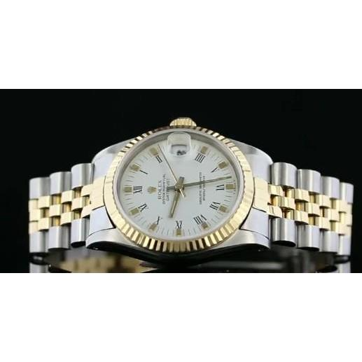 Quadrante bianco con cinturino Rolex giubileo, orologio Datejust, oro, acciaio inossidabile