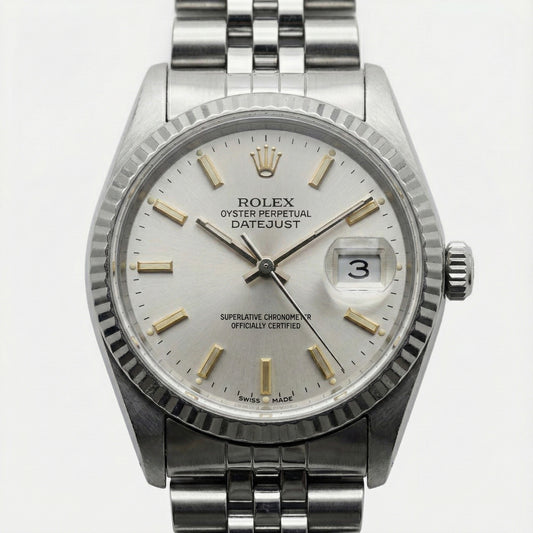 Quadrante bianco con quadrante Rolex Date Just acciaio inossidabile Orologio con lunetta scanalata Datejust