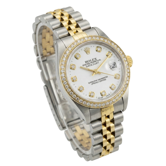 Quadrante bianco, lunetta, orologio da donna Rolex Datejust giubileo in acciaio inossidabile e oro
