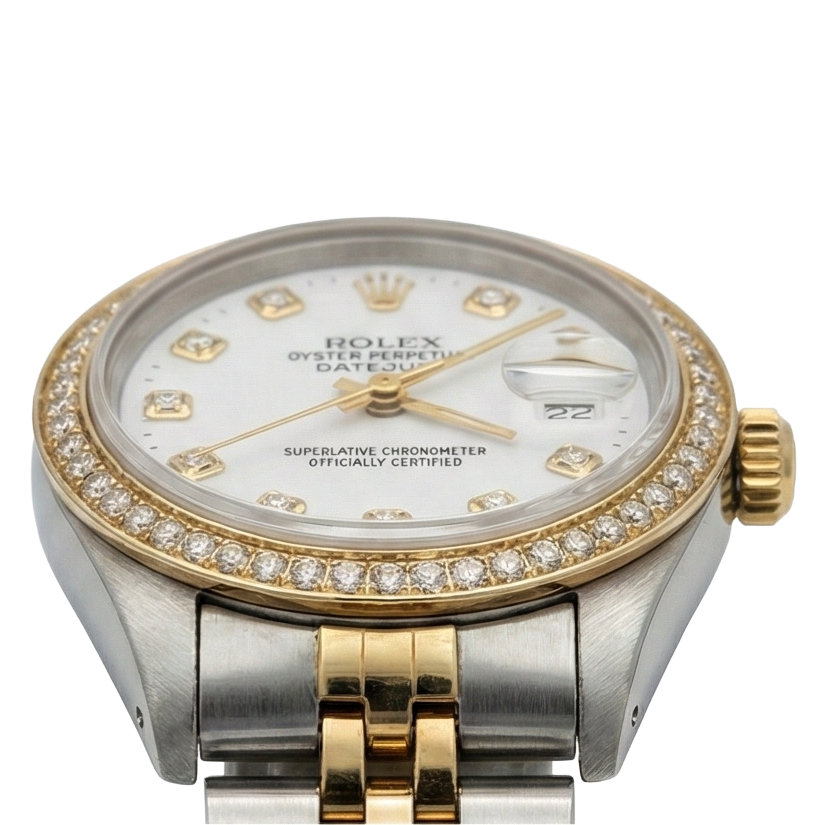 Quadrante bianco, lunetta, orologio da donna Rolex Datejust giubileo in acciaio inossidabile e oro