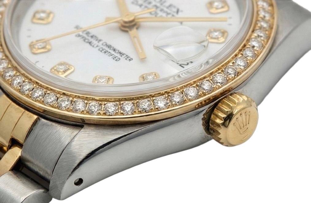 Quadrante bianco, lunetta, orologio da donna Rolex Datejust giubileo in acciaio inossidabile e oro