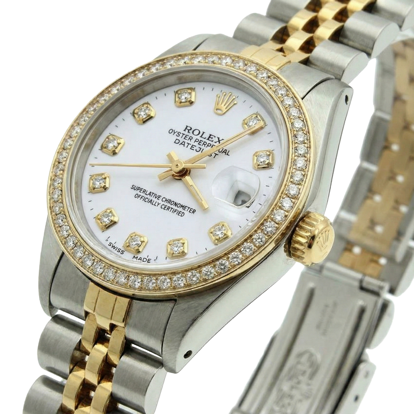 Quadrante bianco, lunetta, orologio da donna Rolex Datejust giubileo in acciaio inossidabile e oro