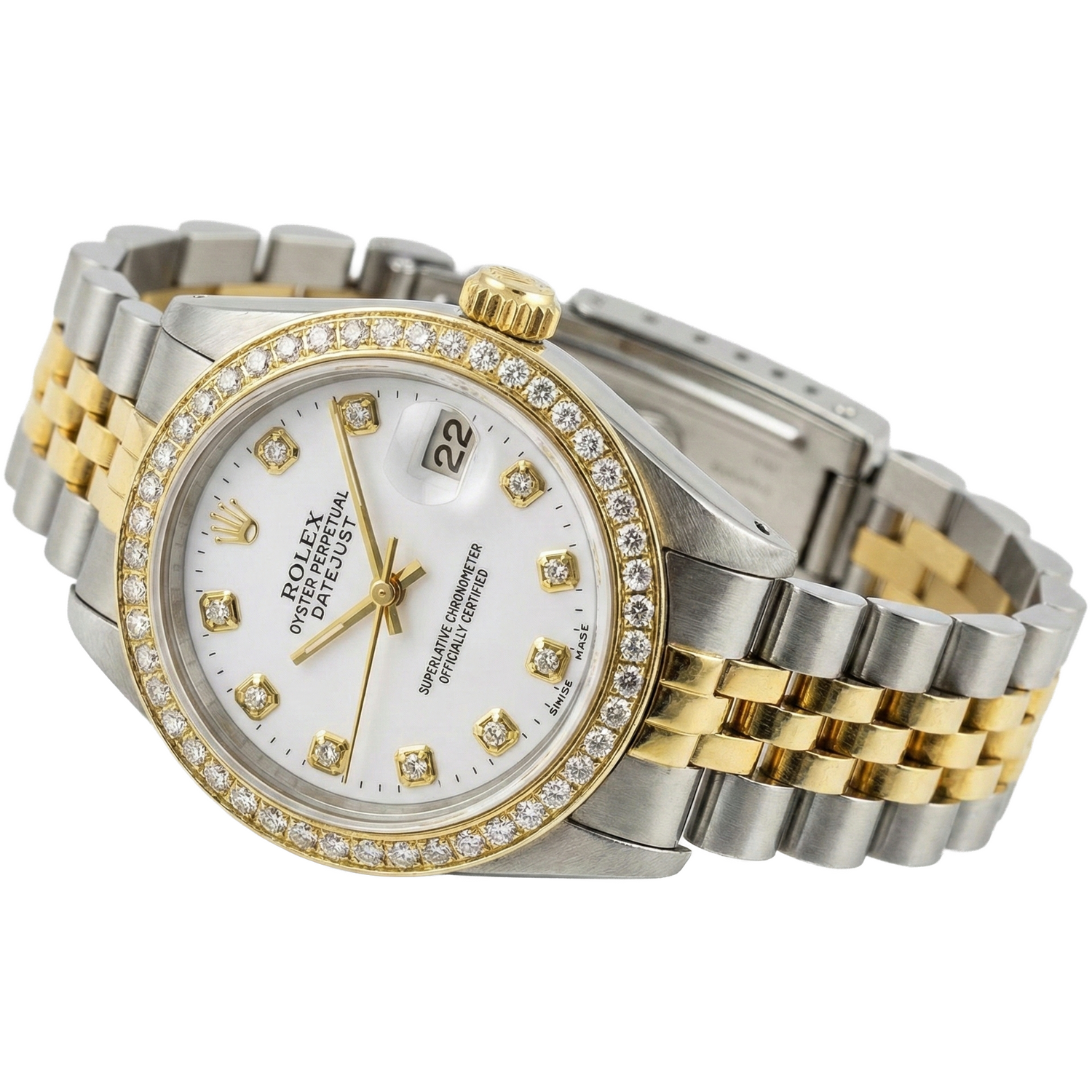 Quadrante bianco, lunetta, orologio da donna Rolex Datejust giubileo in acciaio inossidabile e oro