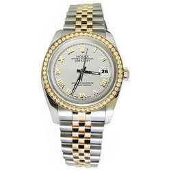 Quadrante bianco romano con lunetta in diamanti Orologio Rolex Datejust giubileo