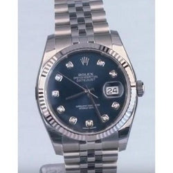 Quadrante blu Diamanti personalizzati Orologio Rolex Uomo Date Just Lunetta scanalata Acciaio inossidabile IMPOSTAZIONE RAPIDA