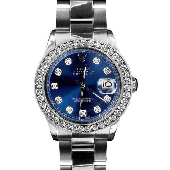 Quadrante blu con diamanti Datejust Orologio Rolex Bracciale 