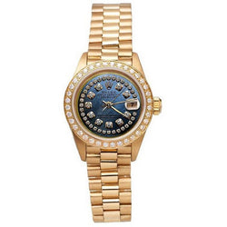 Quadrante blu con diamanti e lunetta per orologio presidenziale Rolex Datejust