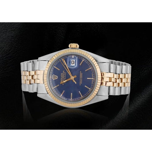 Quadrante blu con lunetta scanalata Rolex Datejust 