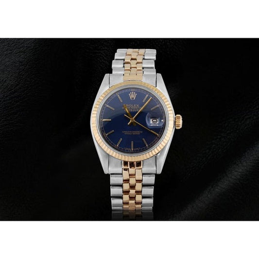 Quadrante blu con lunetta scanalata Rolex Datejust da uomo Orologio bicolore 