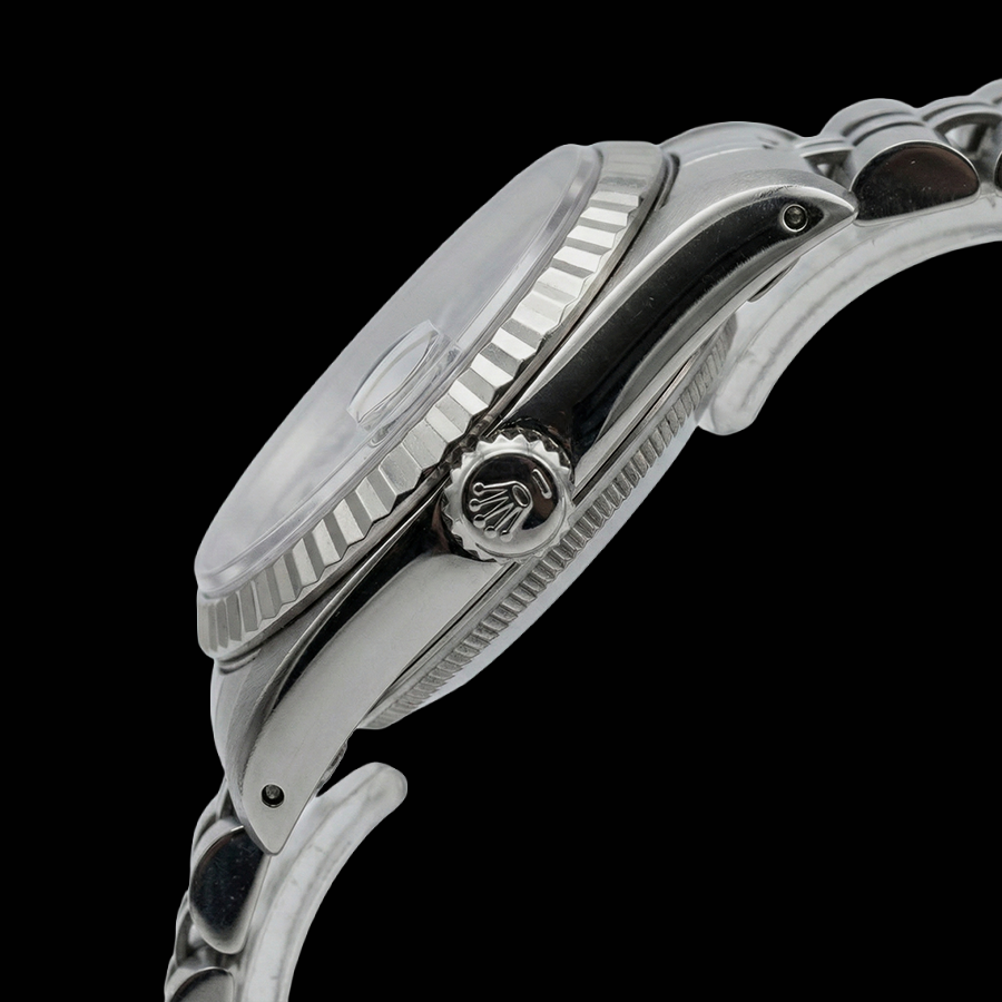 Quadrante blu romano con lunetta scanalata Orologio Rolex Datejust da donna in acciaio inossidabile