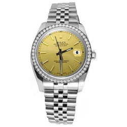 Quadrante champagne con diamanti Lunetta Orologio in acciaio inossidabile Giubileo Rolex con regolazione rapida