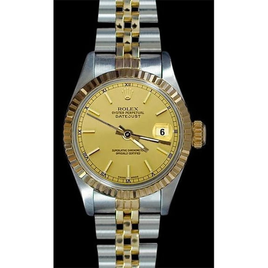 Quadrante con bastoncino champagne Datejust Rolex da donna Ruolo giubilare in acciaio inossidabile e oro