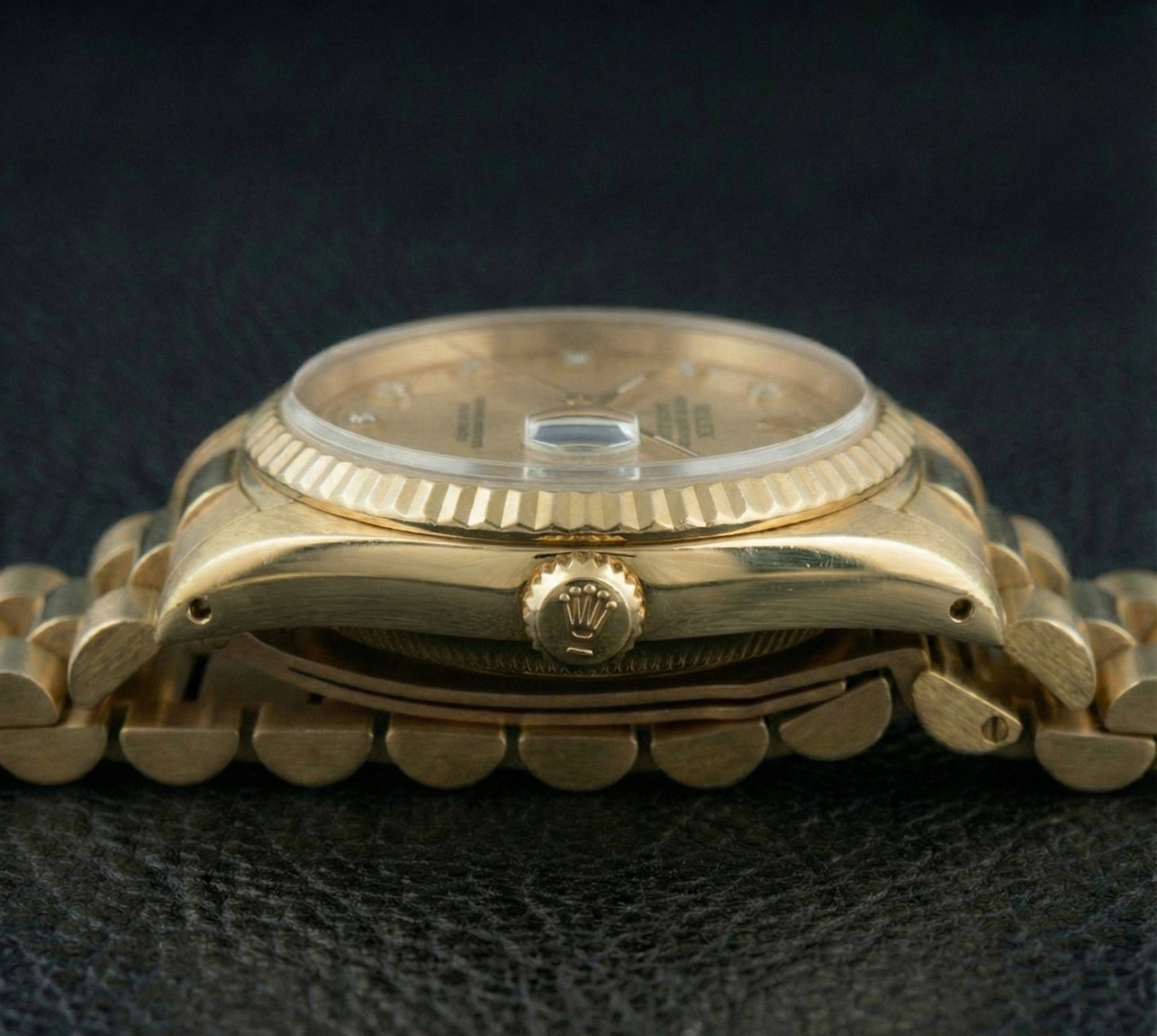 Quadrante con diamanti Rolex Orologio presidenziale in oro Quadrante spazzolato champagne