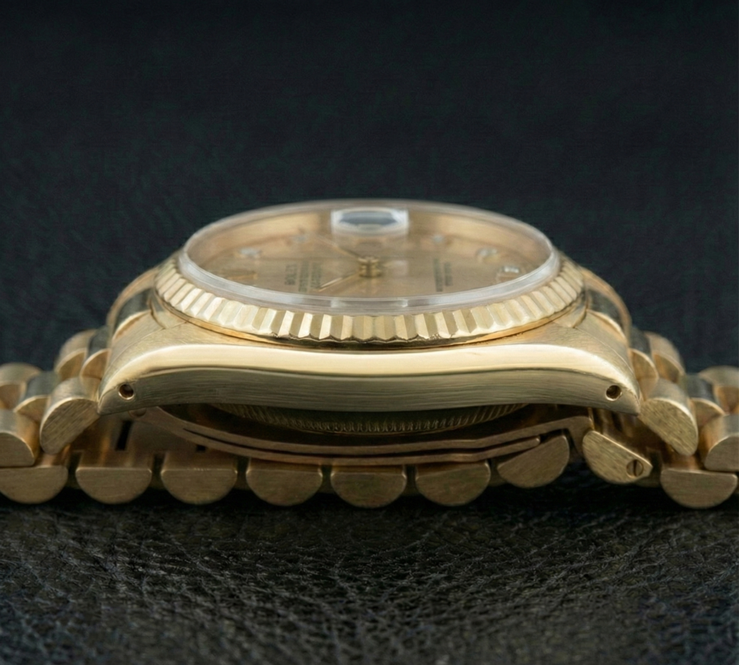 Quadrante con diamanti Rolex Orologio presidenziale in oro Quadrante spazzolato champagne