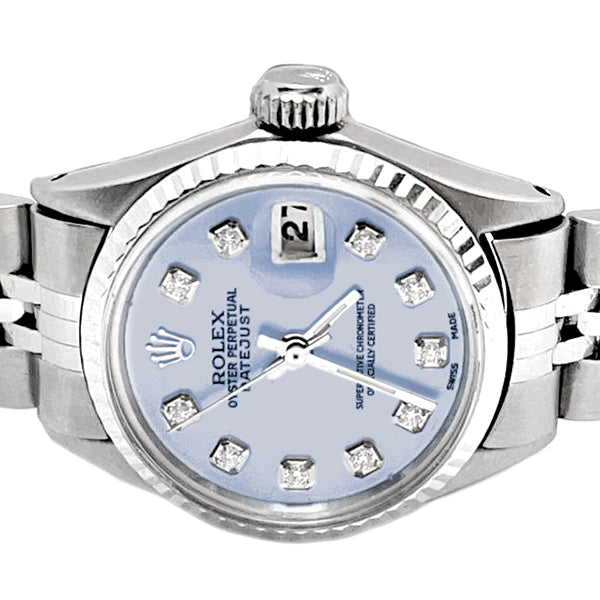 Quadrante con diamanti bianchi Rolex Date Just orologio Bracciale giubileo acciaio inossidabile