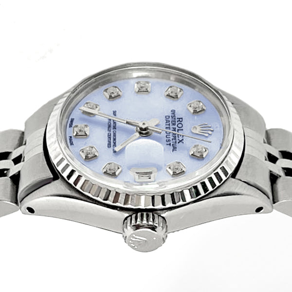 Quadrante con diamanti bianchi Rolex Date Just orologio Bracciale giubileo acciaio inossidabile