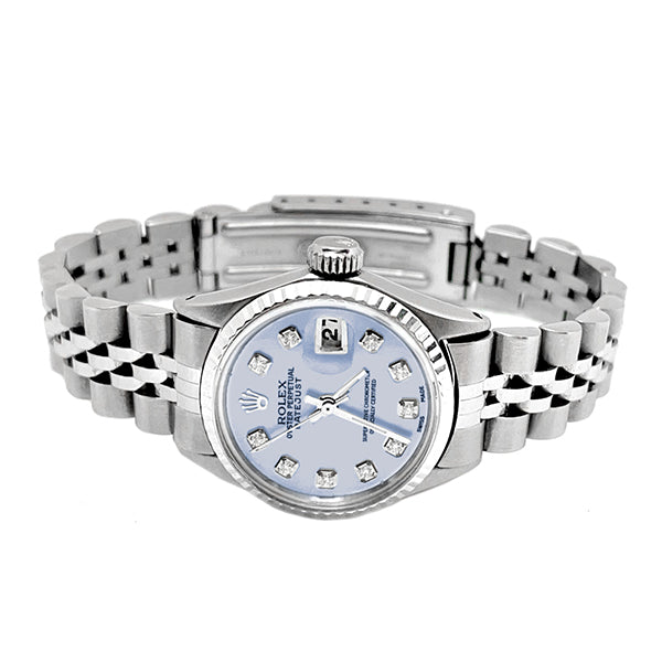 Quadrante con diamanti bianchi Rolex Date Just orologio Bracciale giubileo acciaio inossidabile