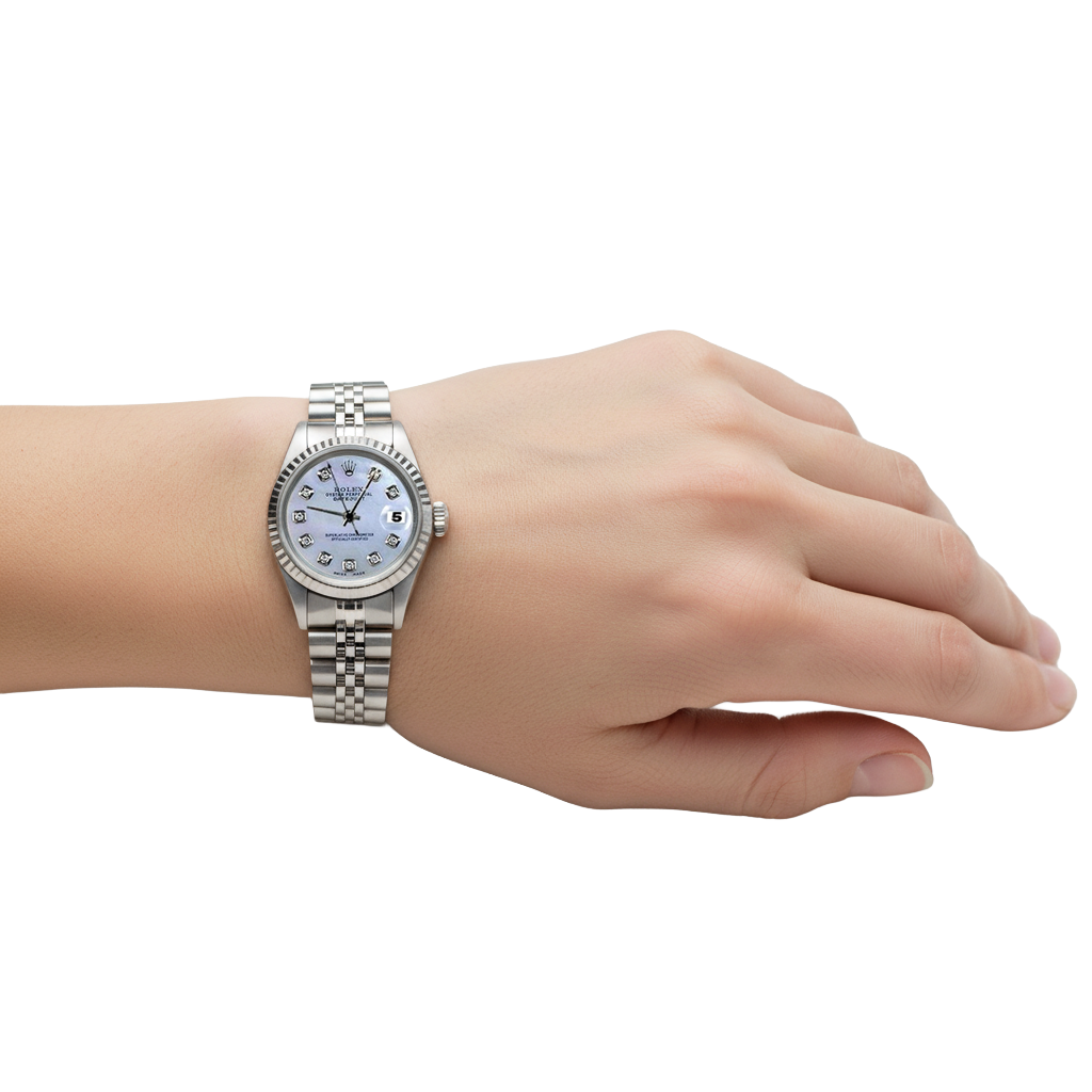 Quadrante con diamanti bianchi Rolex Date Just orologio Bracciale giubileo acciaio inossidabile P5