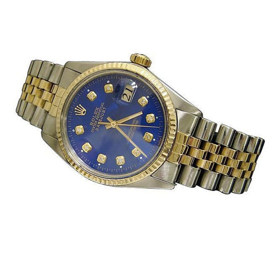 Quadrante con diamanti blu Lunetta scanalata