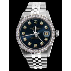 Quadrante con diamanti blu e lunetta Orologio da uomo Rolex in acciaio inossidabile giubileocon bracciale Datejust IMPOSTAZIONE RAPIDA