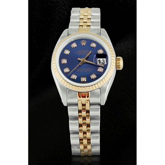 Quadrante con diamanti blu, lunetta scanalata, orologio Rolex Dj