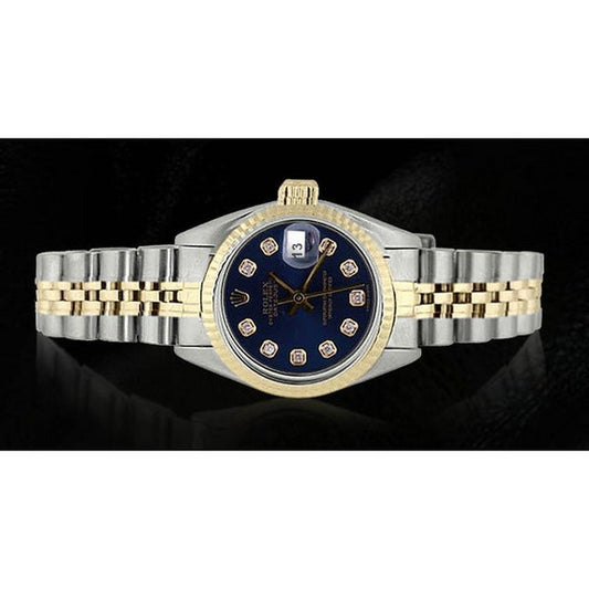 Quadrante con diamanti blu, lunetta scanalata