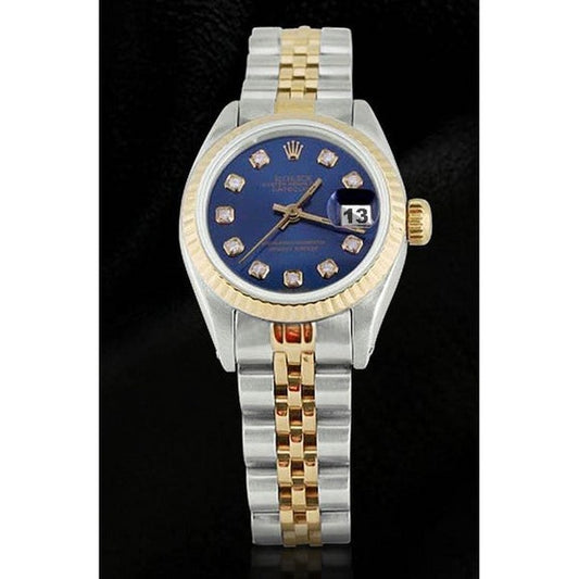 Quadrante con diamanti blu, lunetta scanalata, orologio Rolex Dj